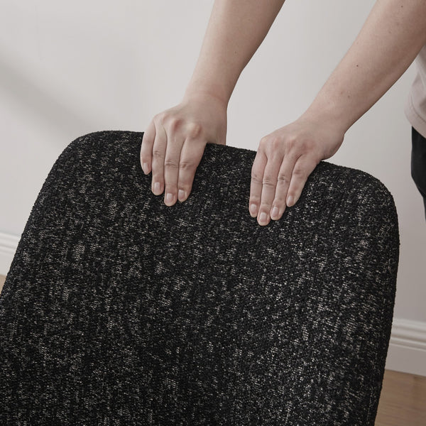 English Elm 21.46" Modern Minimalist Chenille Dining Chair Set of 2 with Rubberwood Legs, Curved High Back Comfort Black+Grey W3189P351396