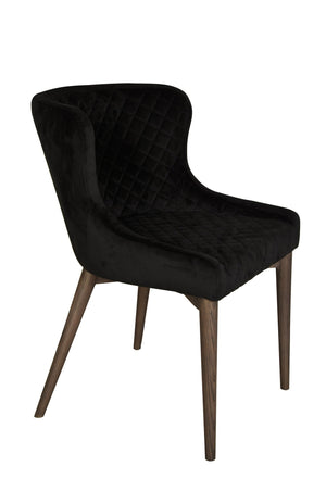Lh Imports Mila Dining Chair - Luxurious Black Velvet With Stylish Ash Wood Legs And Waffle Stitching Detail Black,Brown Ash Wood,Plywood,Polyester,Pu Foam,Metal Fz-04bv