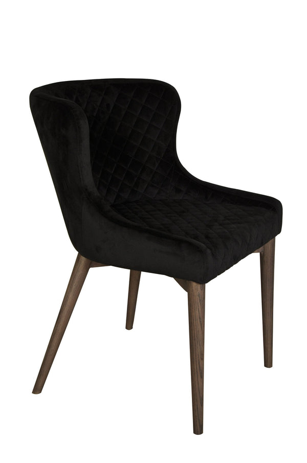 Lh Imports Mila Dining Chair - Luxurious Black Velvet With Stylish Ash Wood Legs And Waffle Stitching Detail Black,Brown Ash Wood,Plywood,Polyester,Pu Foam,Metal Fz-04bv