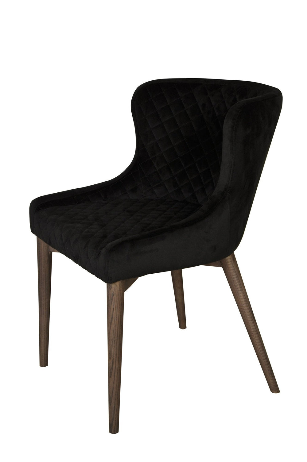 Lh Imports Mila Dining Chair - Luxurious Black Velvet With Stylish Ash Wood Legs And Waffle Stitching Detail Black,Brown Ash Wood,Plywood,Polyester,Pu Foam,Metal Fz-04bv