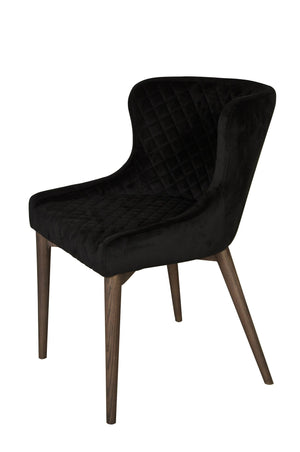 Lh Imports Mila Dining Chair - Luxurious Black Velvet With Stylish Ash Wood Legs And Waffle Stitching Detail Black,Brown Ash Wood,Plywood,Polyester,Pu Foam,Metal Fz-04bv