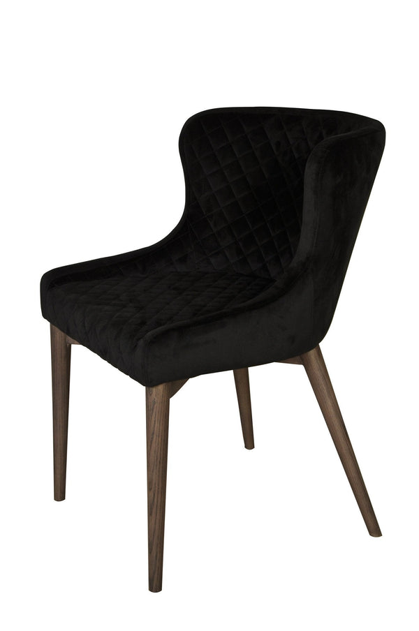 Lh Imports Mila Dining Chair - Luxurious Black Velvet With Stylish Ash Wood Legs And Waffle Stitching Detail Black,Brown Ash Wood,Plywood,Polyester,Pu Foam,Metal Fz-04bv