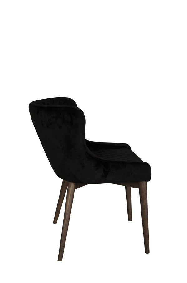 Lh Imports Mila Dining Chair - Luxurious Black Velvet With Stylish Ash Wood Legs And Waffle Stitching Detail Black,Brown Ash Wood,Plywood,Polyester,Pu Foam,Metal Fz-04bv