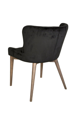 Lh Imports Mila Dining Chair - Luxurious Black Velvet With Stylish Ash Wood Legs And Waffle Stitching Detail Black,Brown Ash Wood,Plywood,Polyester,Pu Foam,Metal Fz-04bv