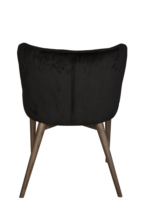 Lh Imports Mila Dining Chair - Luxurious Black Velvet With Stylish Ash Wood Legs And Waffle Stitching Detail Black,Brown Ash Wood,Plywood,Polyester,Pu Foam,Metal Fz-04bv