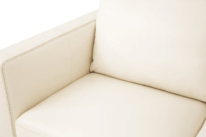 English Elm Malaga Italian Top Grain Leather Sofa with Track Arms and Chrome Legs for Modern Living Cream B2726P498542
