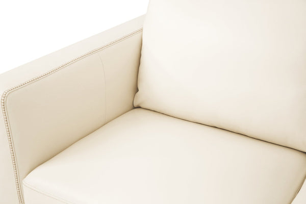 English Elm Malaga Italian Top Grain Leather Sofa with Track Arms and Chrome Legs for Modern Living Cream B2726P498542