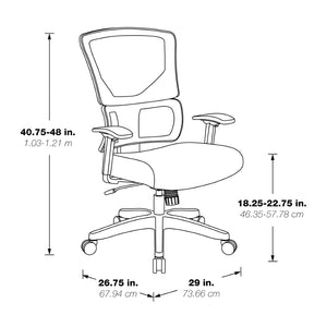 OSP Home Furnishings Vertical Matrix Manager Chair with Ergonomic Lumbar Support and Breathable Fabric Seat 639-F3T1N48P
