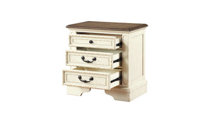 English Elm Traditional 3-Drawer Nightstand in Antique Beige – Solid Wood Construction, Timeless Elegance & Storage B009P168860