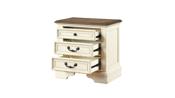 English Elm Traditional 3-Drawer Nightstand in Antique Beige – Solid Wood Construction, Timeless Elegance & Storage B009P168860