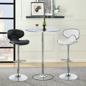 English Elm Edenton White Upholstered Adjustable Bar Stool Set of 2 — Swivel Leatherette Comfort, Metal Base Stable B062P344920