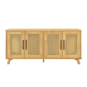 English Elm Lars Rubberwood Rattan Dog Crate Cabinet Stylish Pet Kennel for Living Room Natural N775P397559N