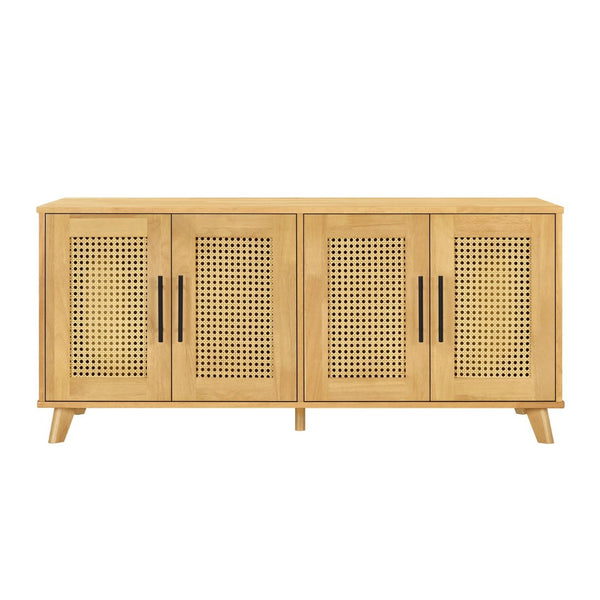 English Elm Lars Rubberwood Rattan Dog Crate Cabinet Stylish Pet Kennel for Living Room Natural N775P397559N