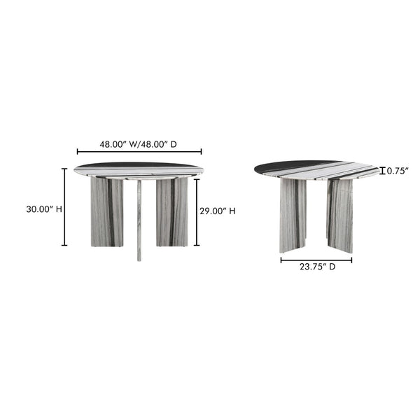 English Elm Celia Round Marble Dining Table with Bold Veining for Elegant Rooms B2769S00005