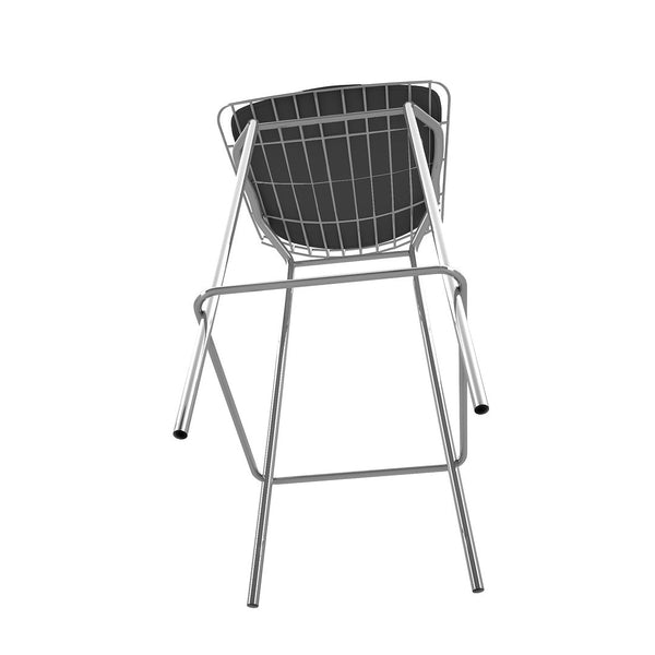 Manhattan Comfort Madeline Modern Barstool Silver and Black 198AMC1