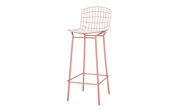 Manhattan Comfort Madeline Modern Barstool Rose Pink Gold and White 198AMC6
