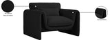 Stylus Black Boucle Fabric Chair 198Black-C Meridian Furniture