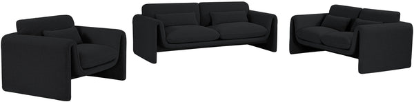Stylus Black Boucle Fabric Loveseat 198Black-L Meridian Furniture