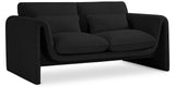 Stylus Black Boucle Fabric Loveseat 198Black-L Meridian Furniture