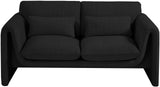 Stylus Black Boucle Fabric Loveseat 198Black-L Meridian Furniture