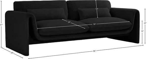 Stylus Black Boucle Fabric Sofa 198Black-S Meridian Furniture