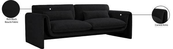 Stylus Black Boucle Fabric Sofa 198Black-S Meridian Furniture