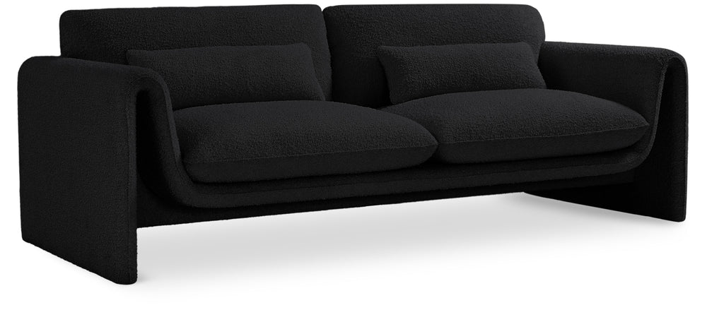 Stylus Black Boucle Fabric Sofa 198Black-S Meridian Furniture