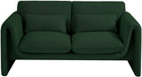 Stylus Green Boucle Fabric Loveseat 198Green-L Meridian Furniture