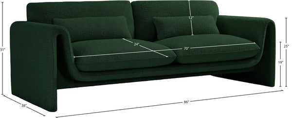 Stylus Green Boucle Fabric Sofa 198Green-S Meridian Furniture
