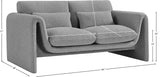 Stylus Grey Boucle Fabric Loveseat 198Grey-L Meridian Furniture