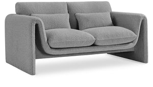 Stylus Grey Boucle Fabric Loveseat 198Grey-L Meridian Furniture