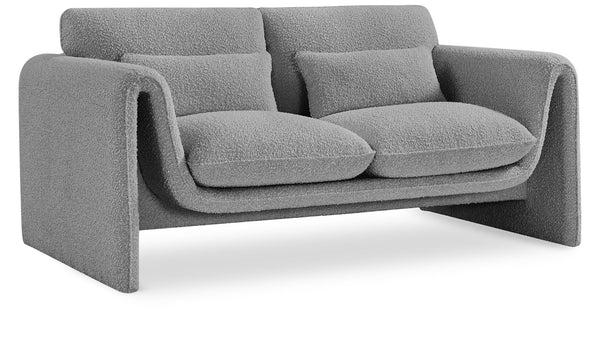 Stylus Grey Boucle Fabric Loveseat 198Grey-L Meridian Furniture