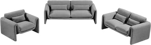 Stylus Grey Boucle Fabric Loveseat 198Grey-L Meridian Furniture