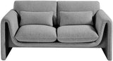 Stylus Grey Boucle Fabric Loveseat 198Grey-L Meridian Furniture