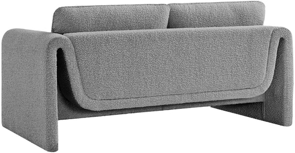 Stylus Grey Boucle Fabric Loveseat 198Grey-L Meridian Furniture