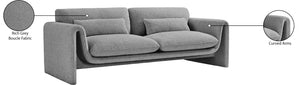 Stylus Grey Boucle Fabric Sofa 198Grey-S Meridian Furniture