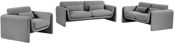 Stylus Grey Boucle Fabric Sofa 198Grey-S Meridian Furniture