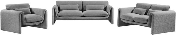 Stylus Grey Boucle Fabric Sofa 198Grey-S Meridian Furniture