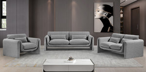 Stylus Grey Boucle Fabric Sofa 198Grey-S Meridian Furniture