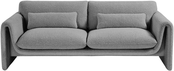 Stylus Grey Boucle Fabric Sofa 198Grey-S Meridian Furniture