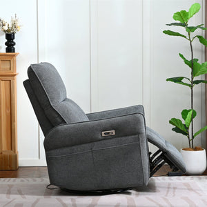 English Elm 270° 270° Power Swivel Recliner Chair with USB Ports, 30° Rocking, 95–150° Recline for Small Spaces Dark Gray W1028S00050