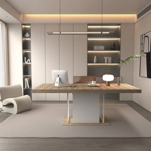 English Elm Rectangle Extendable Dining Table for 6-10 Guests, Aged Wood Look with Thick 12cm Top & Sturdy Feet White Oak W1347S00010