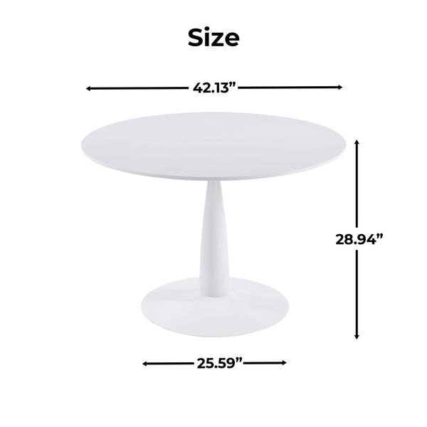 English Elm Round Tulip Pedestal Dining Table Golden Metal Base Modern Bistro for Apartments W3766P456439