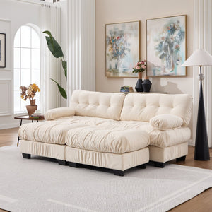 English Elm U Shaped Modular Sectional Sofa Flannelette Cloud Couch Deep Seat Plush Living Room Beige W2120S00029