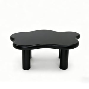 English Elm 40-inch Cloud Shaped Coffee Table Sculptural Mdf Top with Tapered Legs for Living Rooms Black W3935S00004