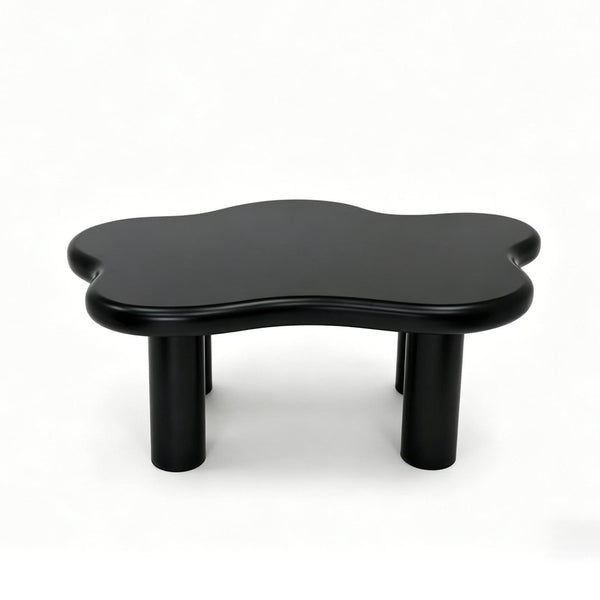 English Elm 40-inch Cloud Shaped Coffee Table Sculptural Mdf Top with Tapered Legs for Living Rooms Black W3935S00004