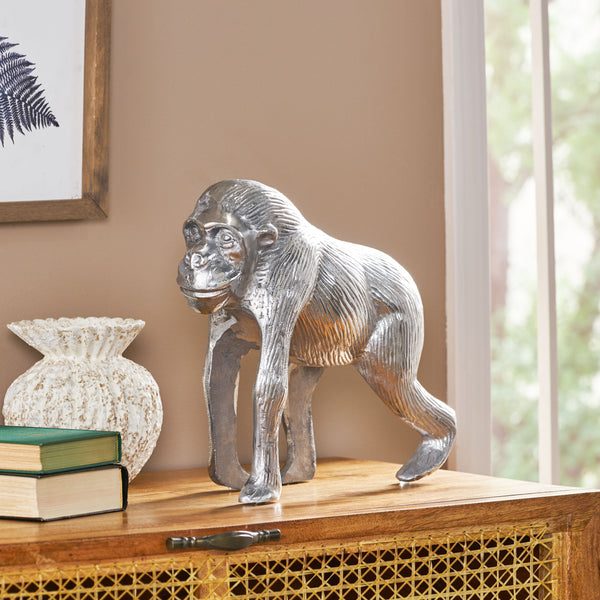 English Elm Christopher Knight Home® - Ape Porterdale Handcrafted Aluminum Decorative Figurine in Polished Silver — Modern Nature Accent 71644.00