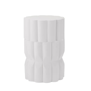 English Elm 13 Inch Handmade Mgo Geometric Side Table Sculptural Matte Accent for Indoor Outdoor White N772P390780W