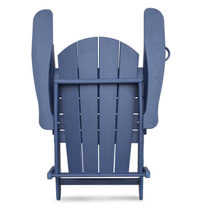 English Elm Folding HDPE Adirondack Chair Navy Blue — All-Weather Ergonomic Patio Fire Pit Seat, Durable Foldable W1889P179572