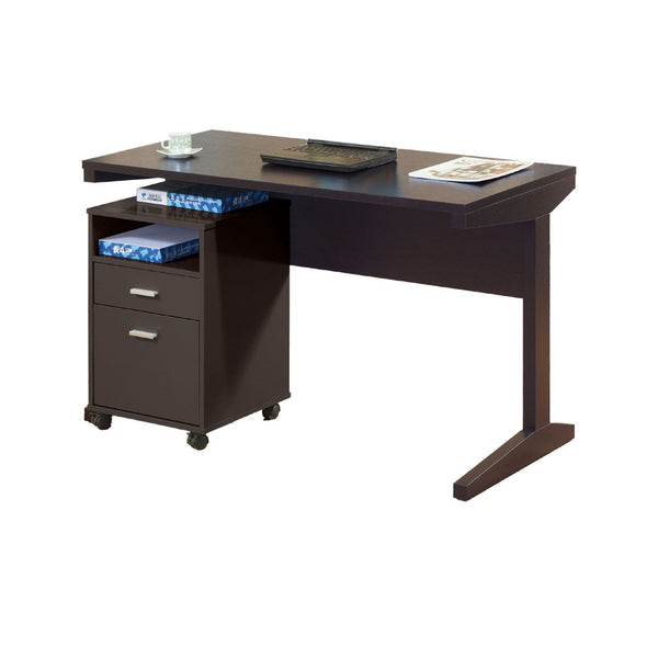 English Elm Desk with Rolling File Cabinet Two Storage Drawers Warm Cocoa Finish Home Office B056P416989